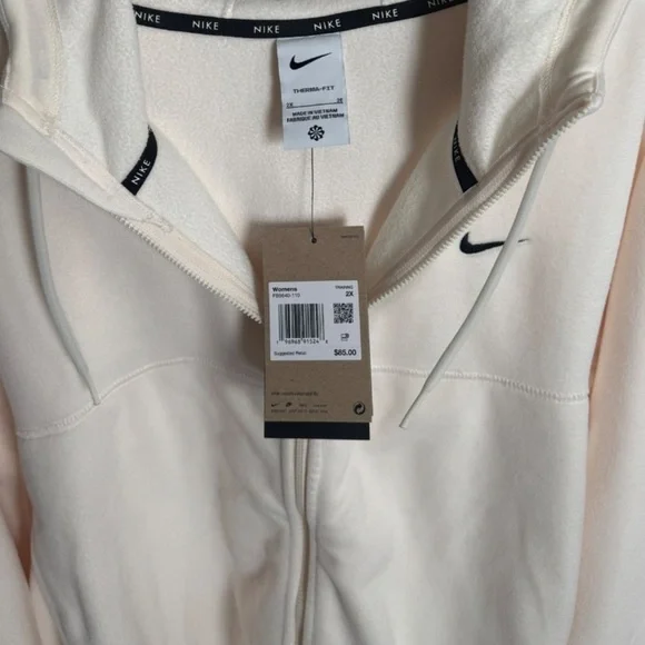 Nike Therma-FIT One Women's Oversized Full-Zip Fleece Hoodie (Plus) Ivory NWT - Picture 12 of 12